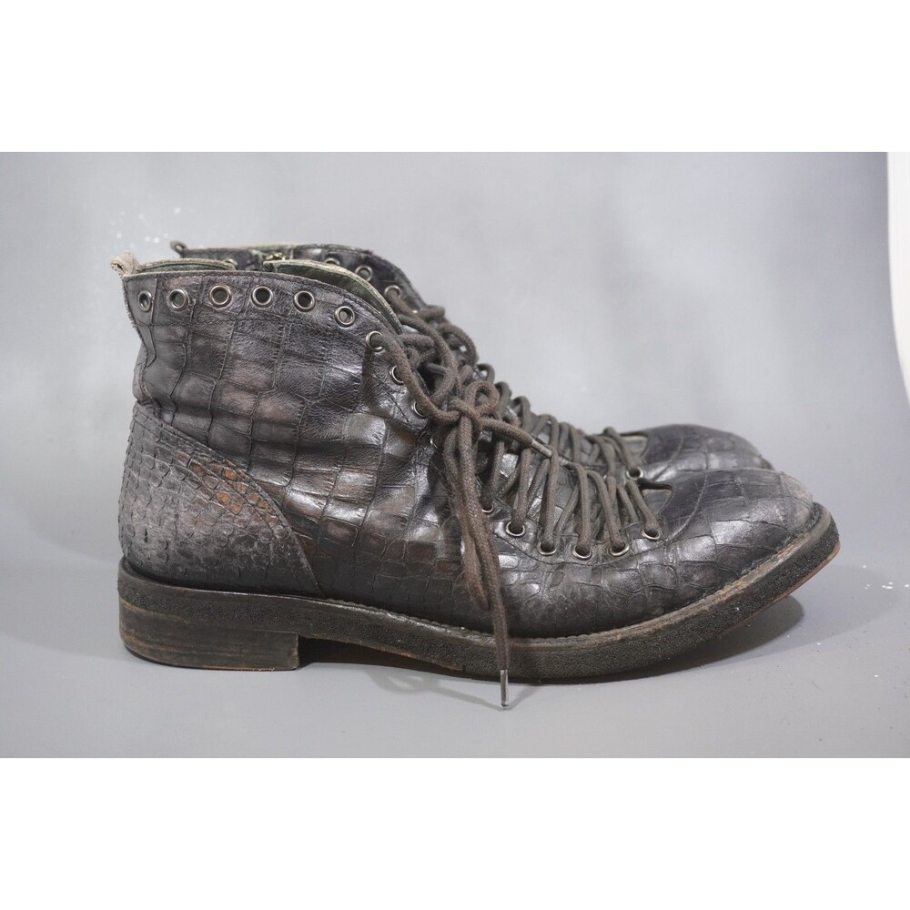 JO GHOST Croc-Embossed Leather Side Zip Ankle Boots Men’s EU Size 42